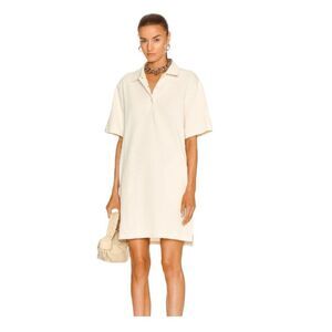 Helmut Lang Waffle Polo Dress Winter White Knit Mini Short Sleeve Pull-Over S